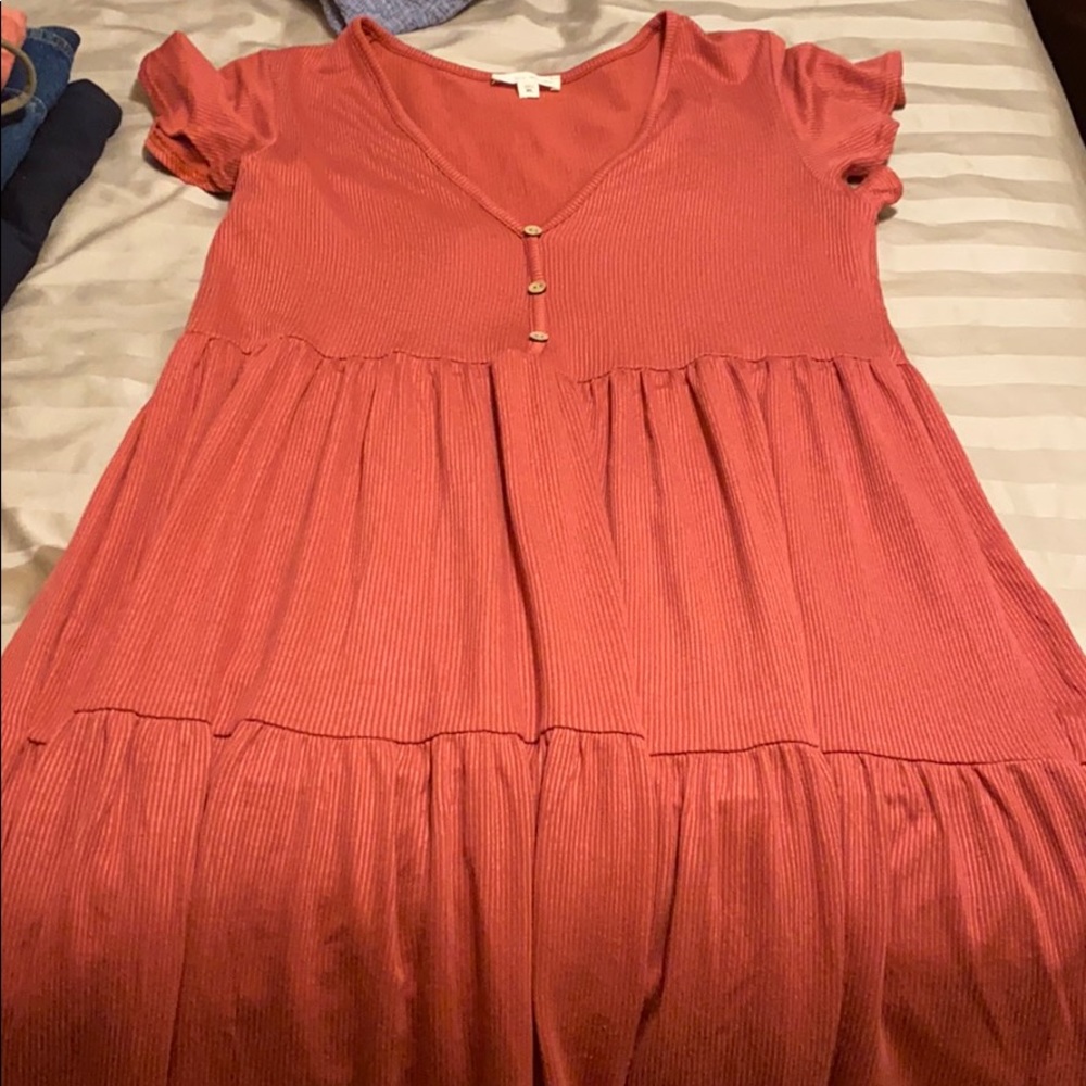 Coral babydoll dress